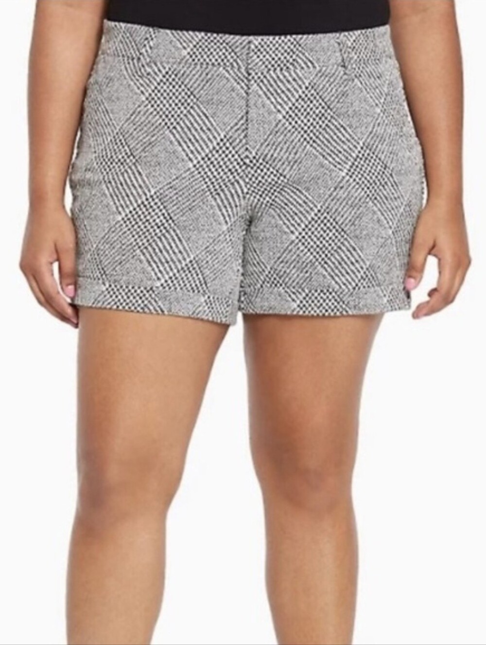 Torrid Trouser Shorts Black White Herringbone Rolled Cuffed 22